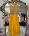 Mustard Yellow Embellished Anarkali Gown with Dupatta Front View